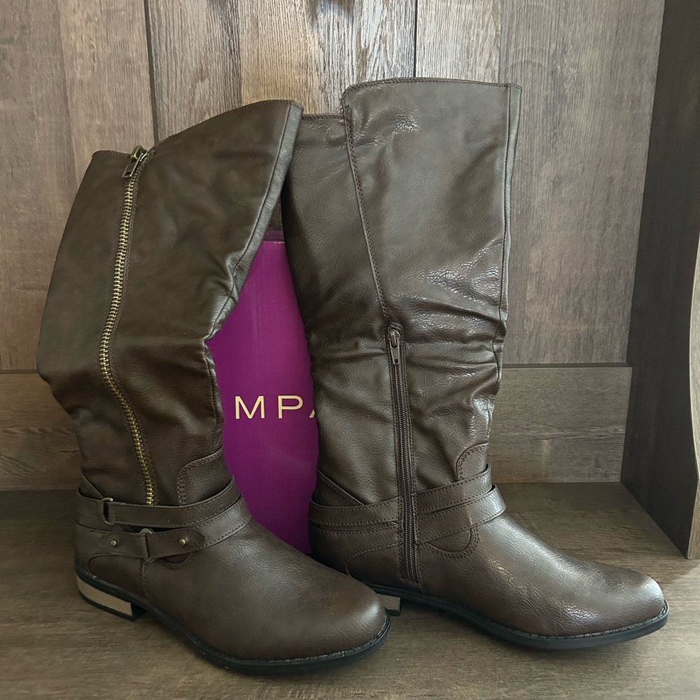 NIB Rampage Idella Brown Tall Boots Riding Zipper 9 New